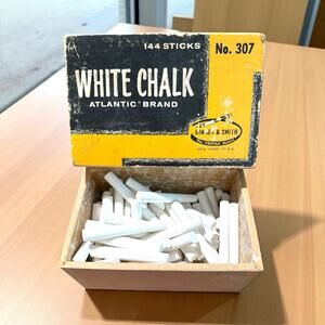 Vintage Binney & Smith Atlantic Brand White Chalk No. 307 w/ Chalk Original Box